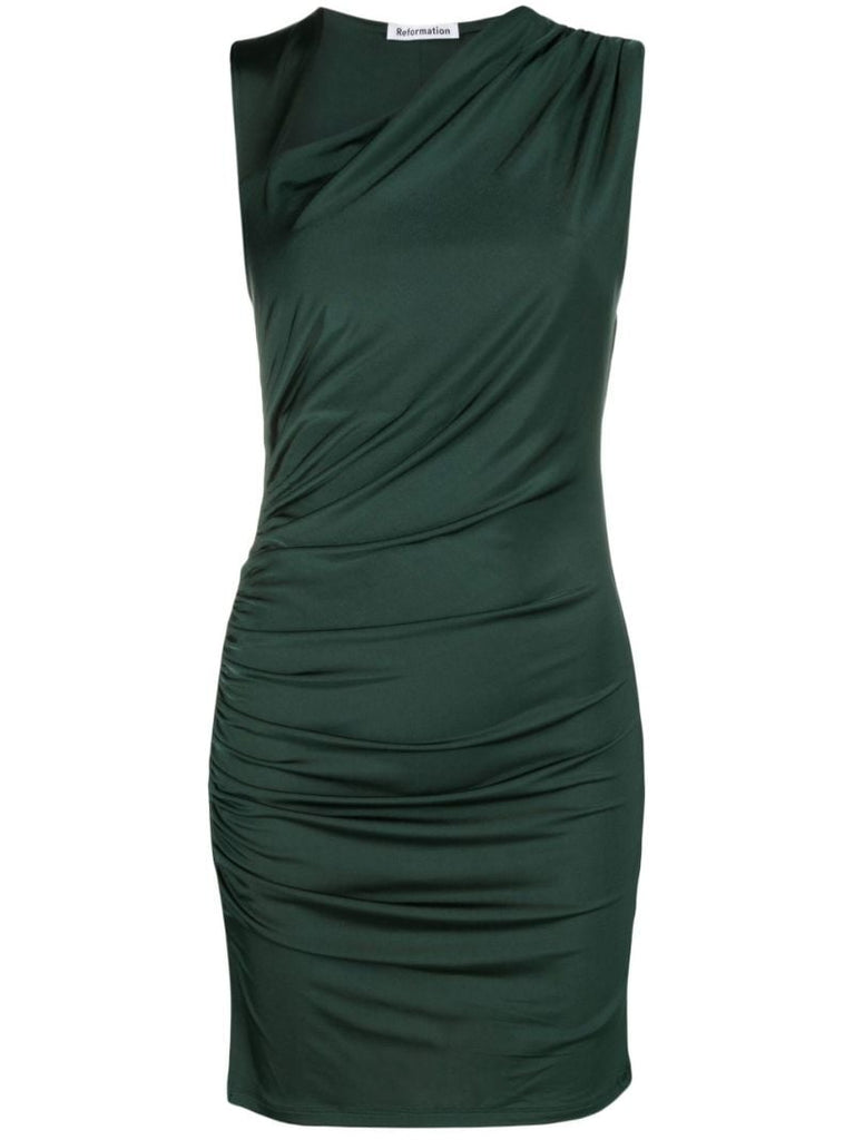 Green Bellwood Ruched Mini Dress