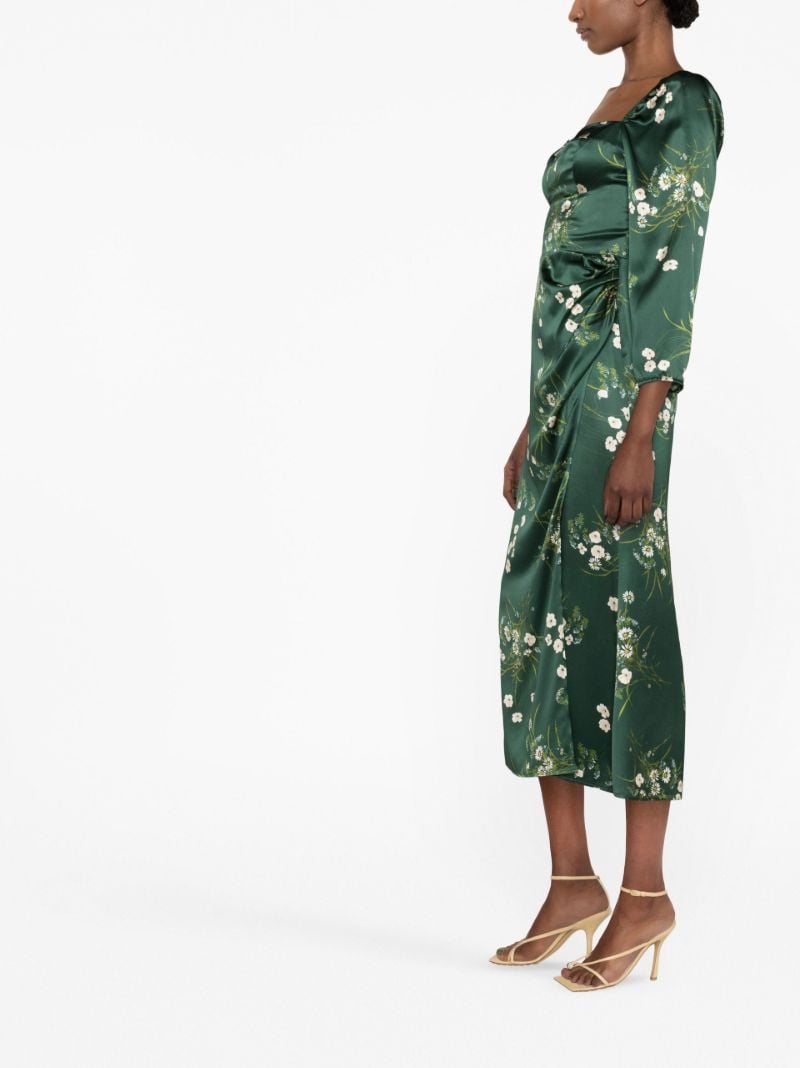 Green Gloriana Floral Print Silk Dress