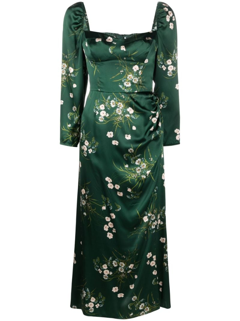 Green Gloriana Floral Print Silk Dress