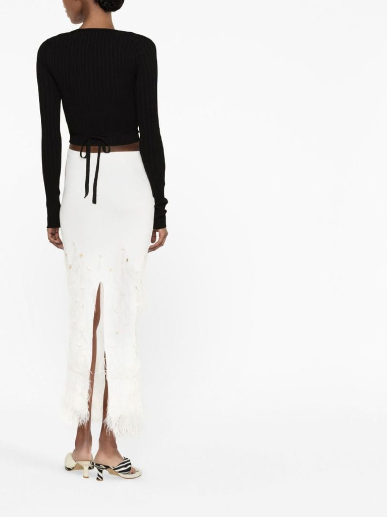 Black Ribbed Wrap Cardigan