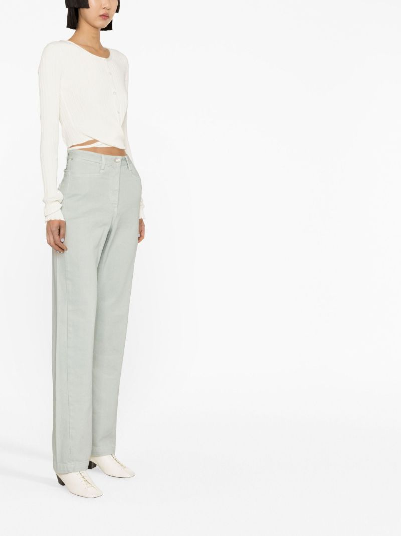 Green High Waist Straight-leg Jeans