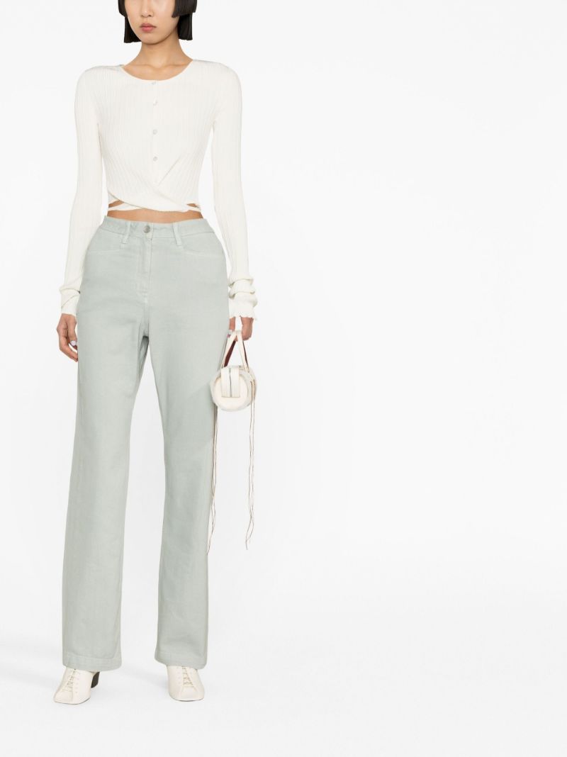 Green High Waist Straight-leg Jeans