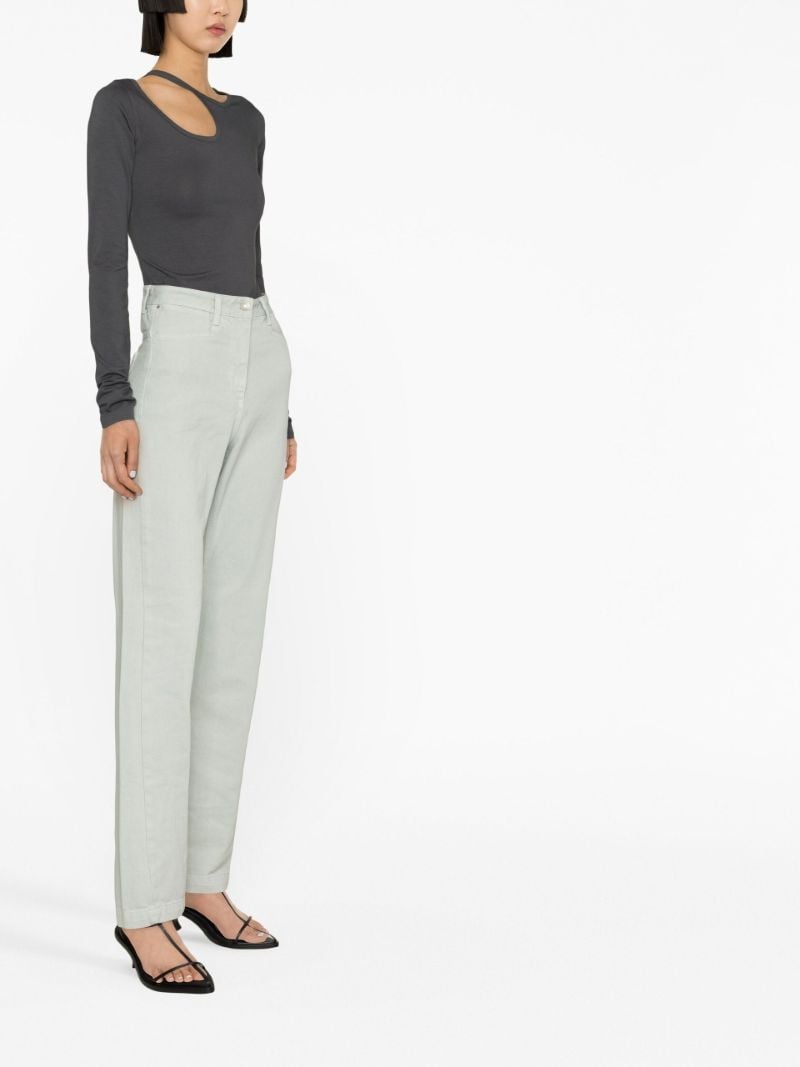 Grey Curve Hole Long-sleeved T-shirt