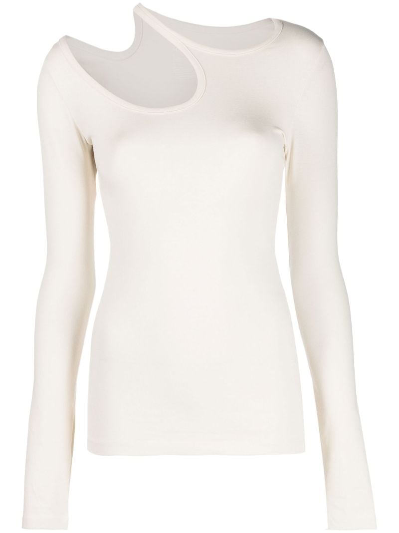White Curve Hole Long-sleeved T-shirt