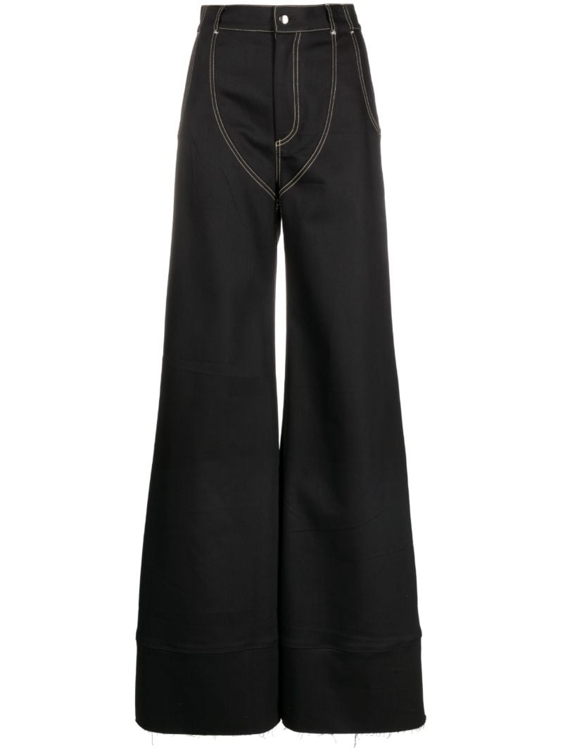 Black Riding Chap Wide-leg Jeans