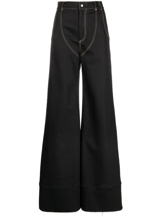 Black Riding Chap Wide-leg Jeans