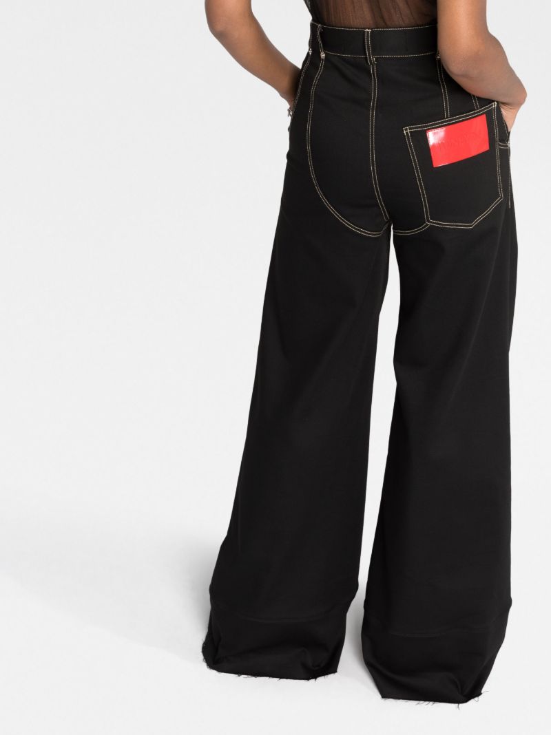 Black Riding Chap Wide-leg Jeans