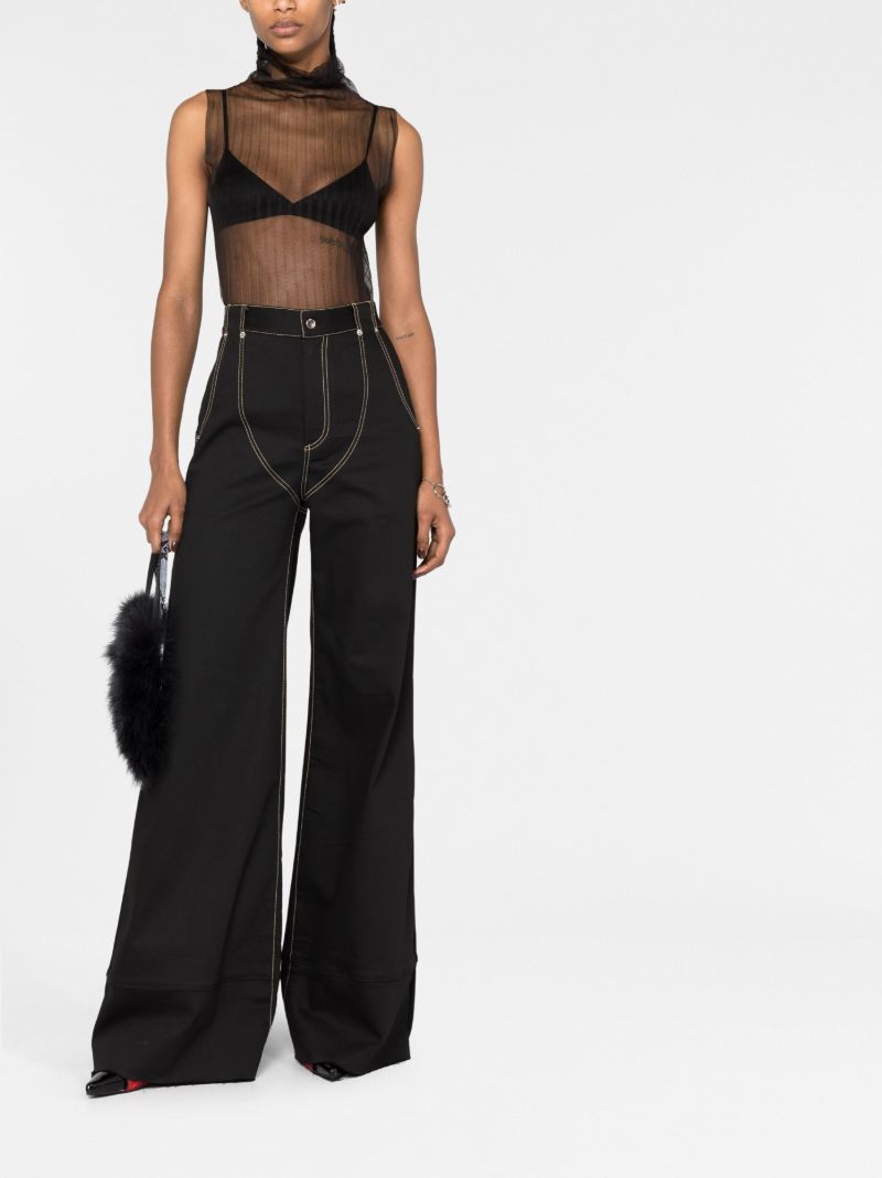 Black Riding Chap Wide-leg Jeans