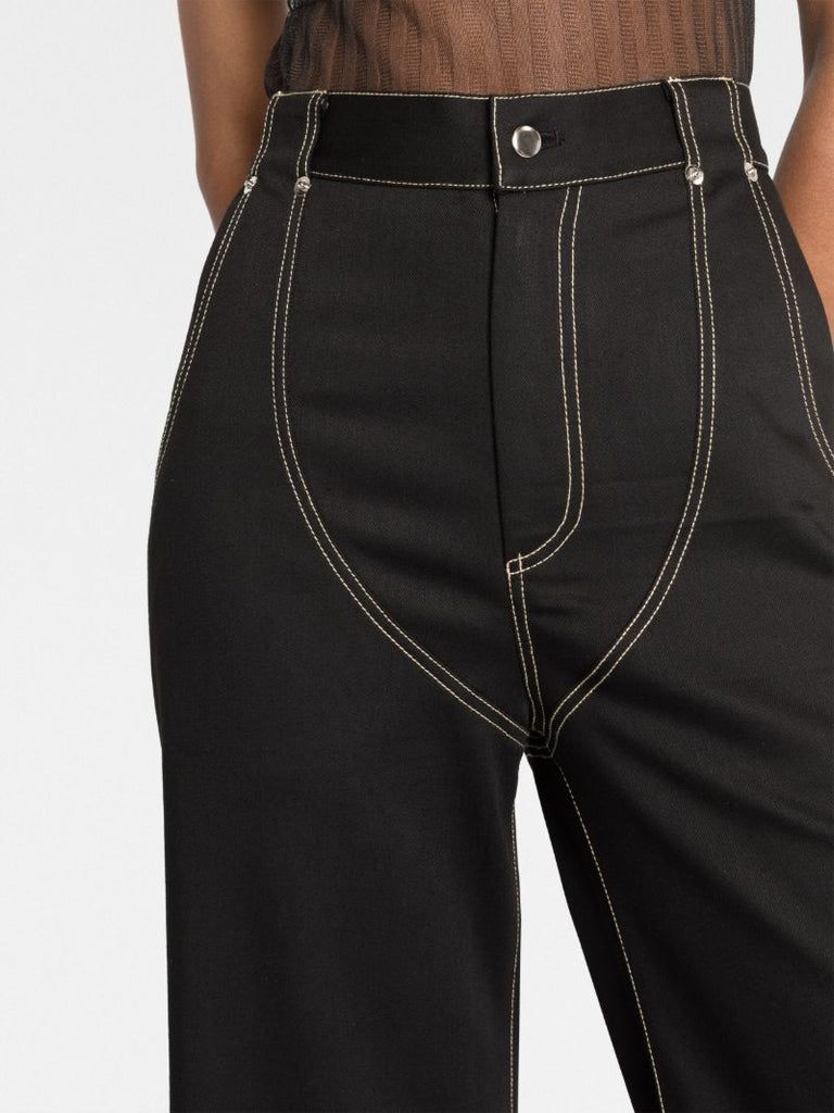 Black Riding Chap Wide-leg Jeans