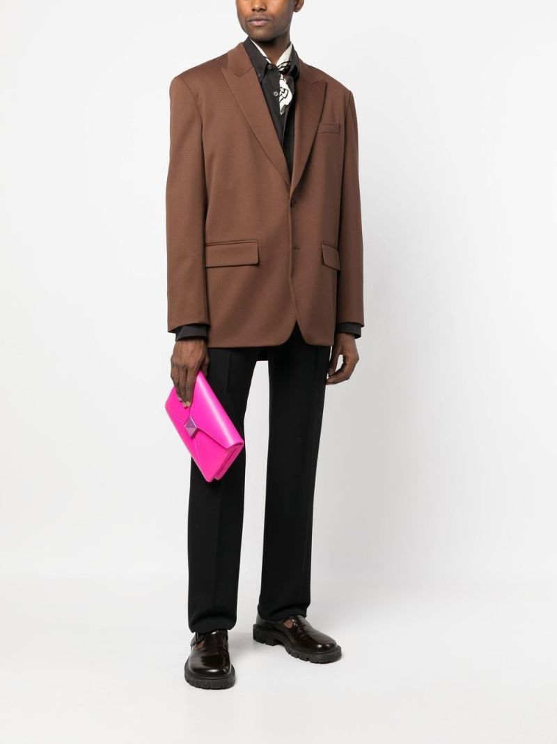 Pink Rockstud Leather Envelope Clutch Bag