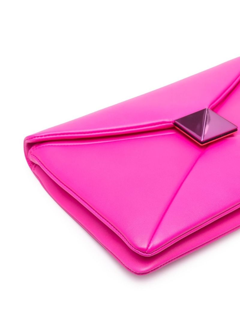 Pink Rockstud Leather Envelope Clutch Bag