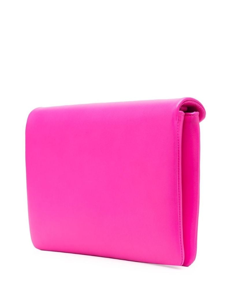 Pink Rockstud Leather Envelope Clutch Bag