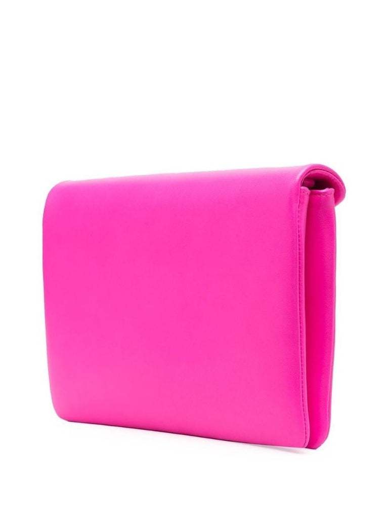 Pink Rockstud Leather Envelope Clutch Bag