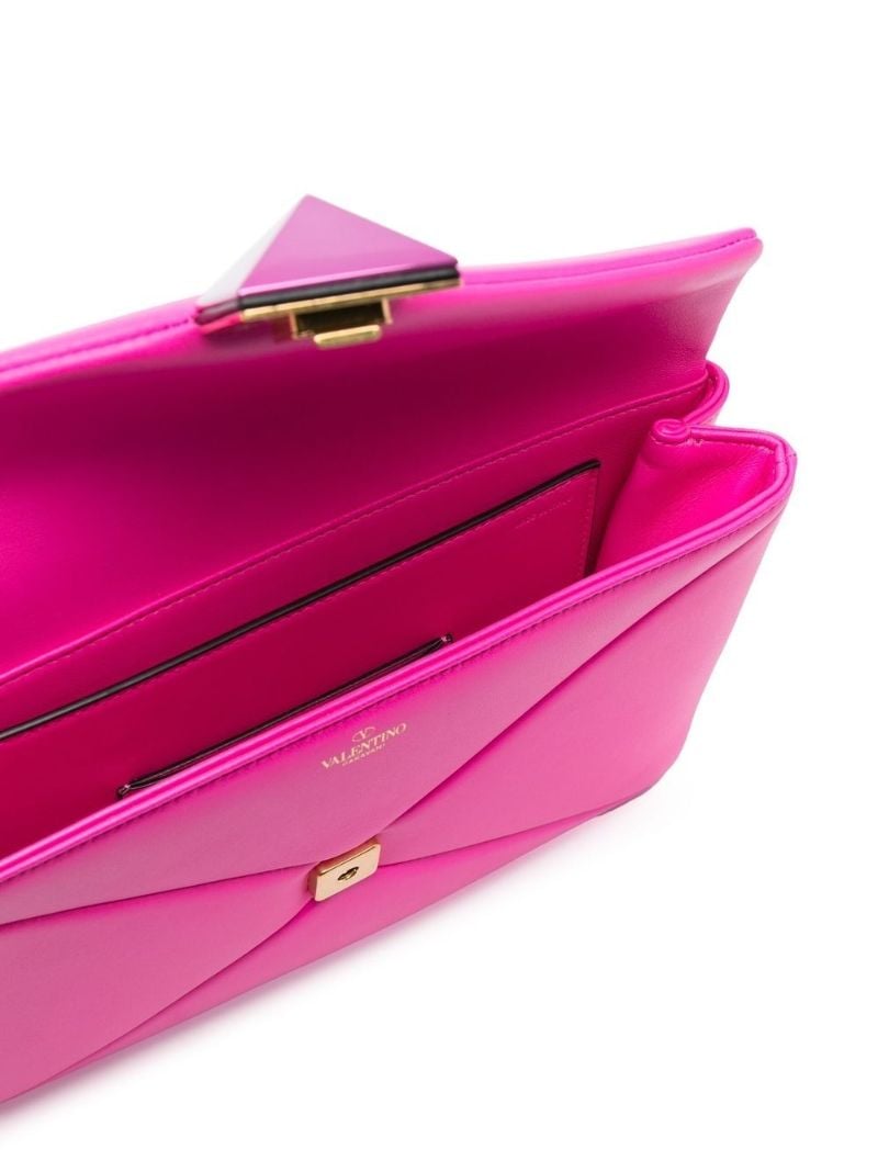 Pink Rockstud Leather Envelope Clutch Bag