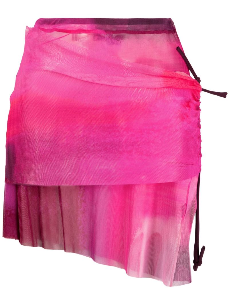 Pink Drawstring Asymmetric Skirt