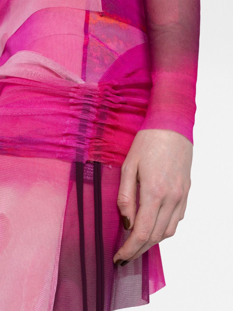 Pink Drawstring Asymmetric Skirt
