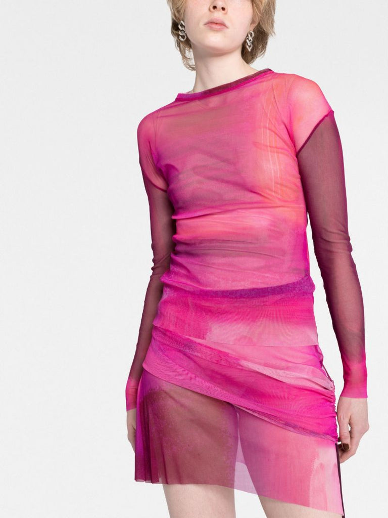 Pink Drawstring Asymmetric Skirt