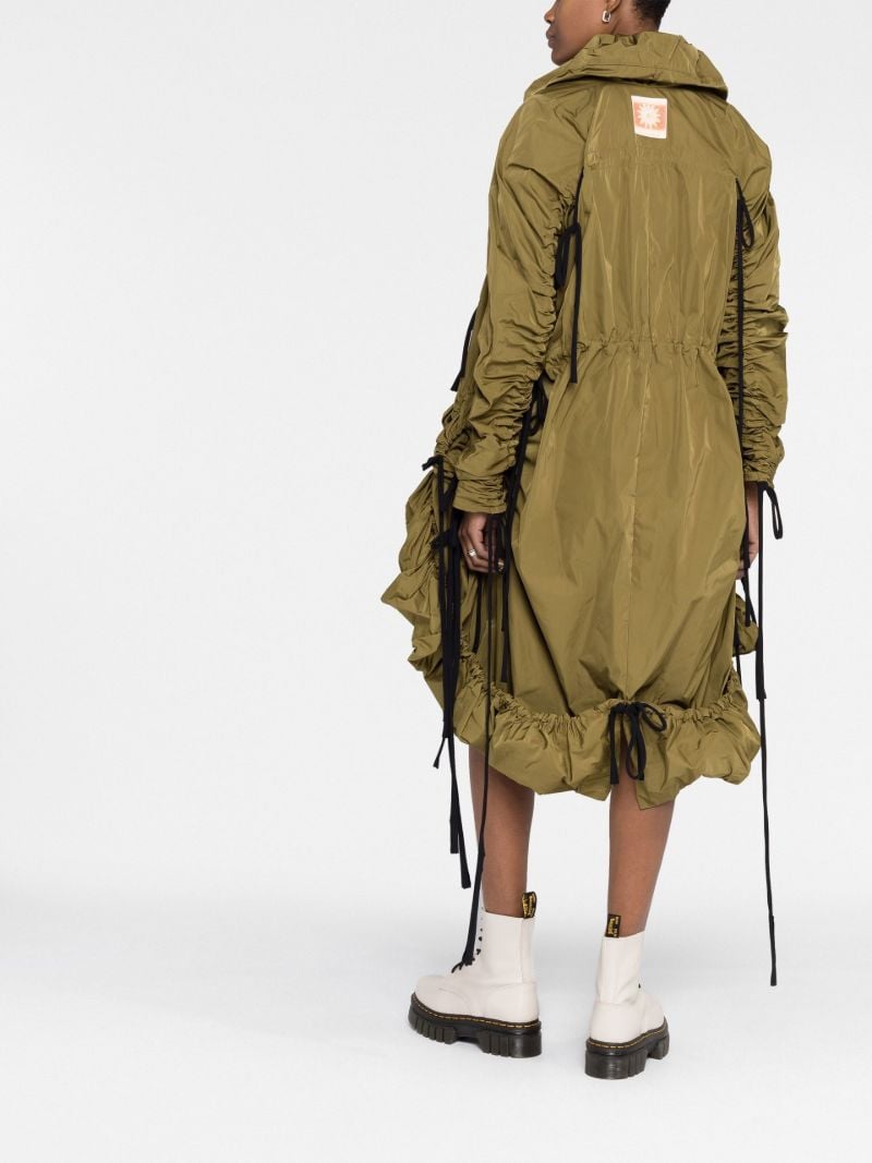 Green Ruched Parka Coat
