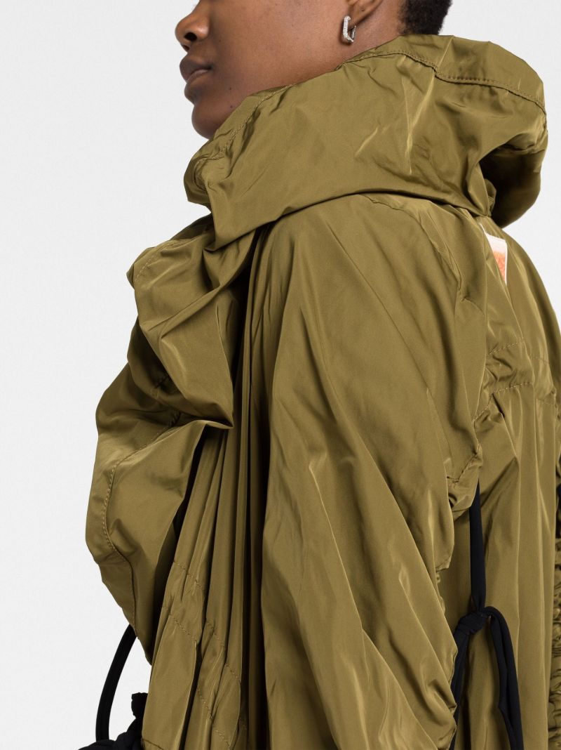 Green Ruched Parka Coat