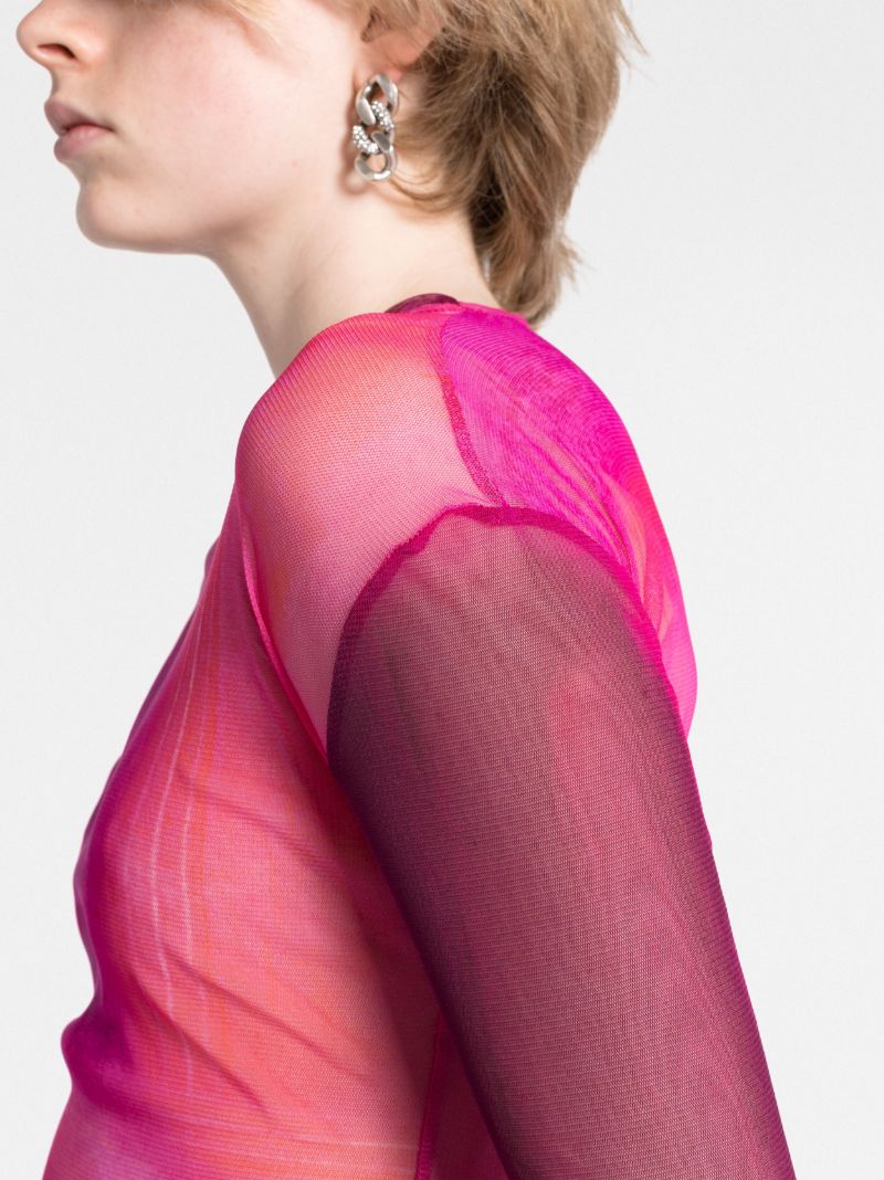 Pink Long Sleeve Mesh Top