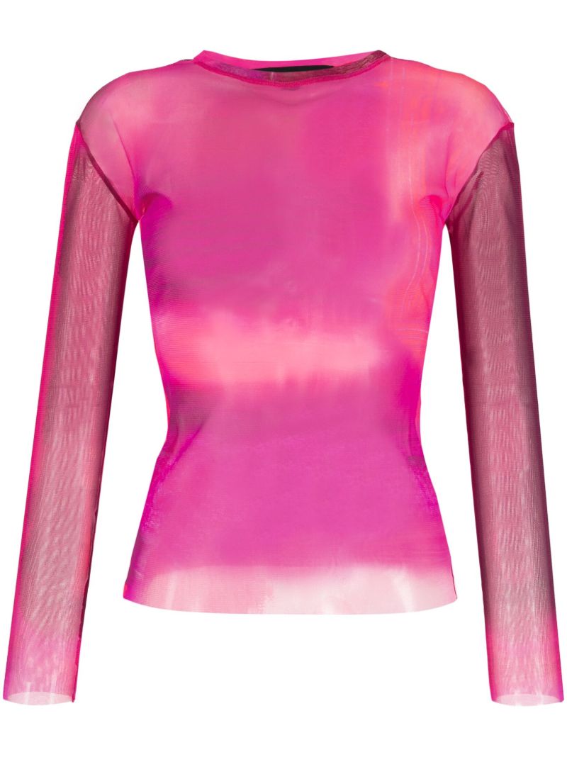 Pink Long Sleeve Mesh Top