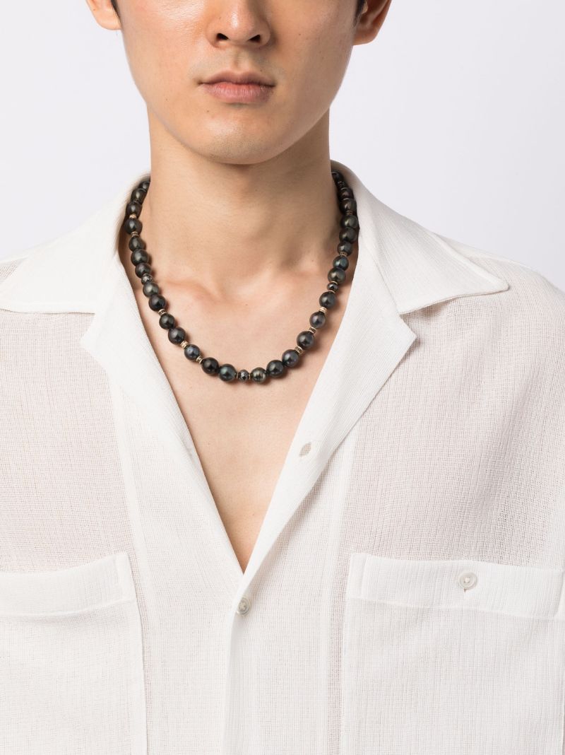 18k Yellow Gold Les Noir Pearl and Diamond Necklace