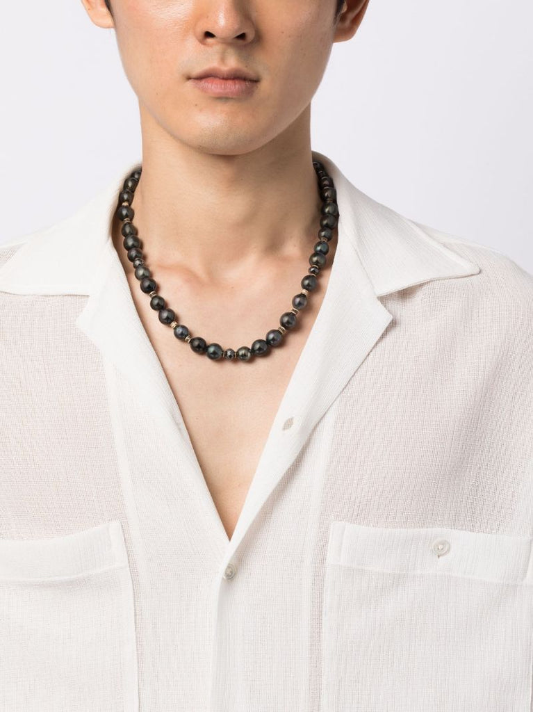 18k Yellow Gold Les Noir Pearl and Diamond Necklace