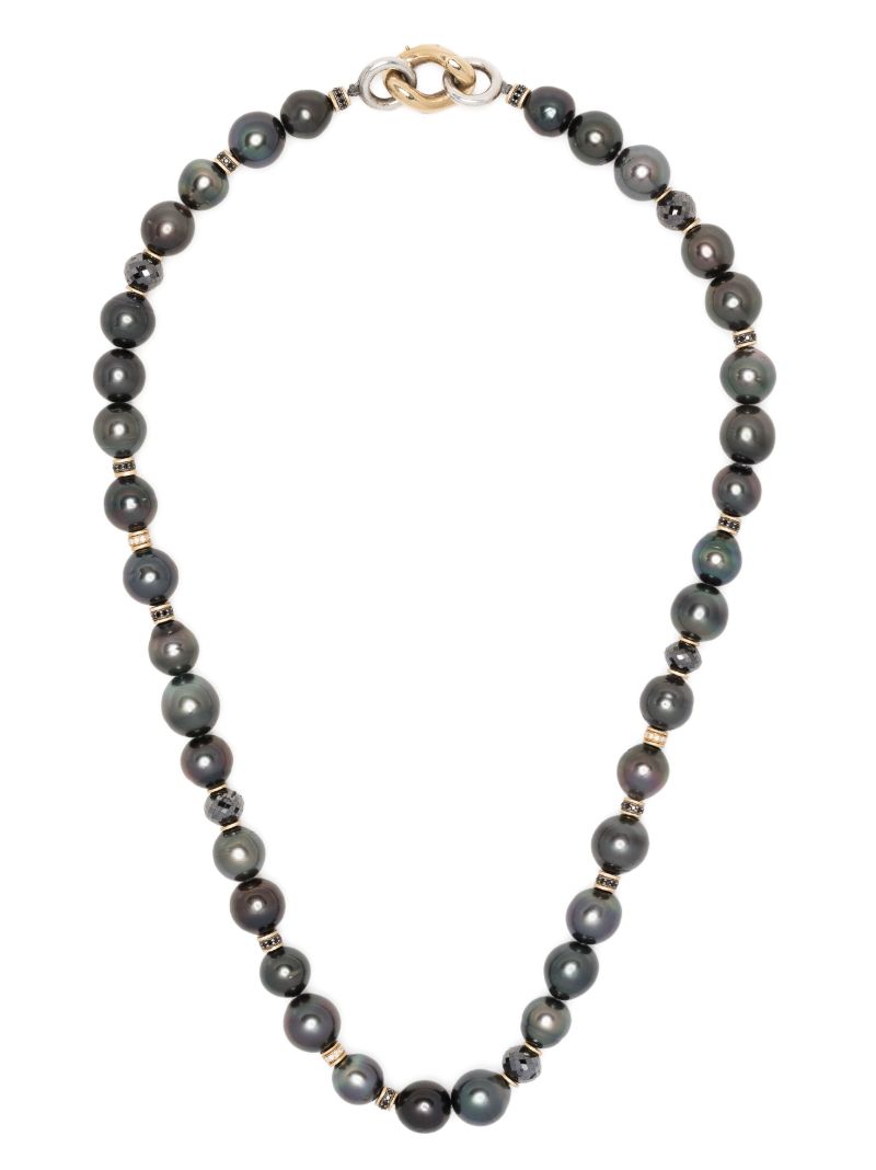 18k Yellow Gold Les Noir Pearl and Diamond Necklace