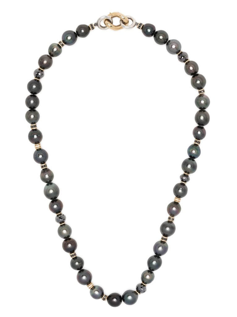 18k Yellow Gold Les Noir Pearl and Diamond Necklace
