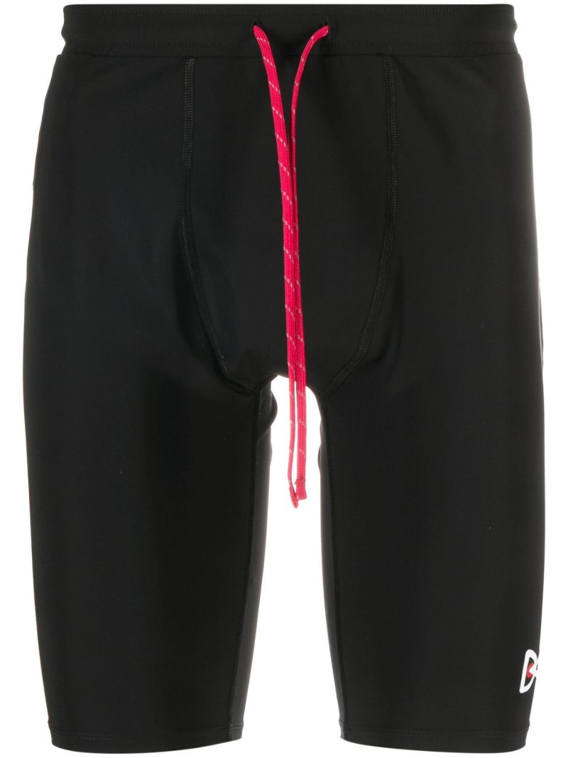 Black Motif Print Cycling Shorts