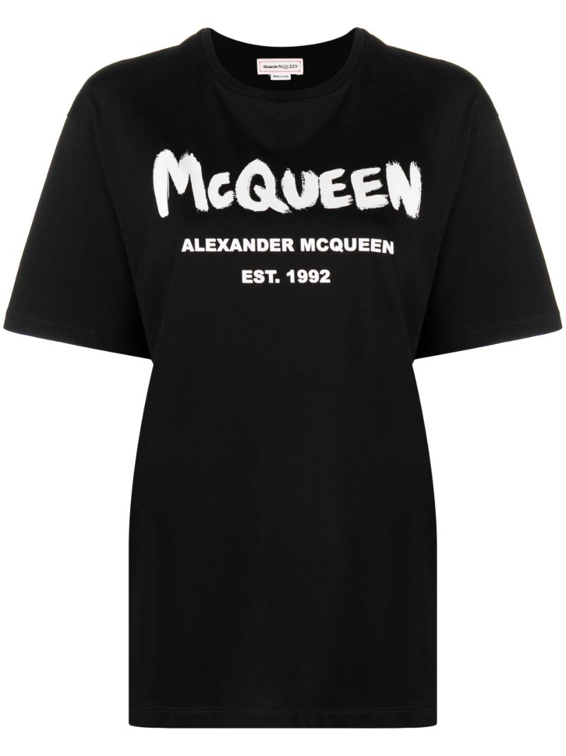 Black Logo Print Cotton T-shirt
