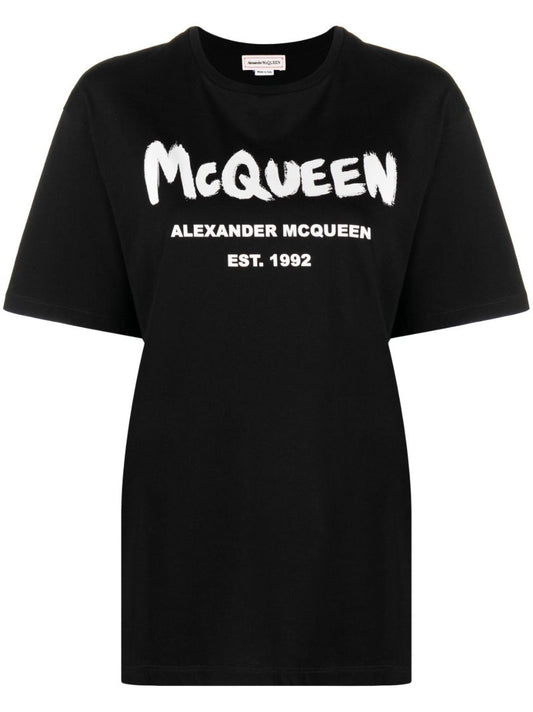 Black Logo Print Cotton T-shirt