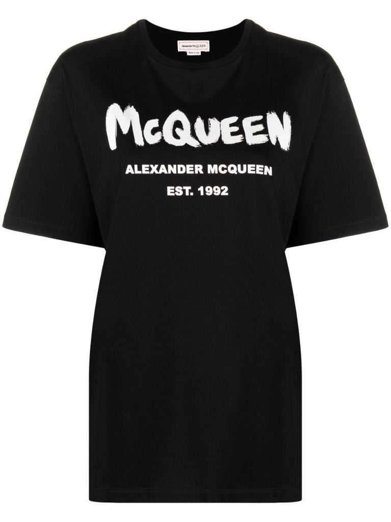 Black Logo Print Cotton T-shirt