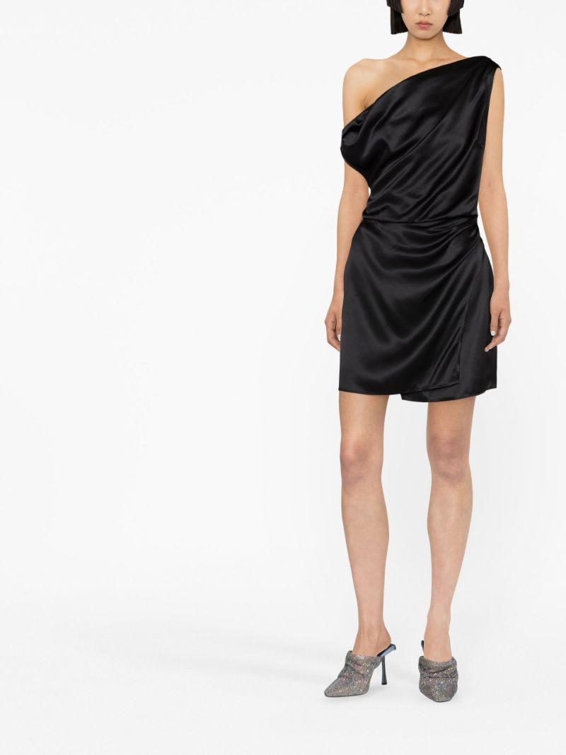 Black Alanis Asymmetric Silk Mini Dress