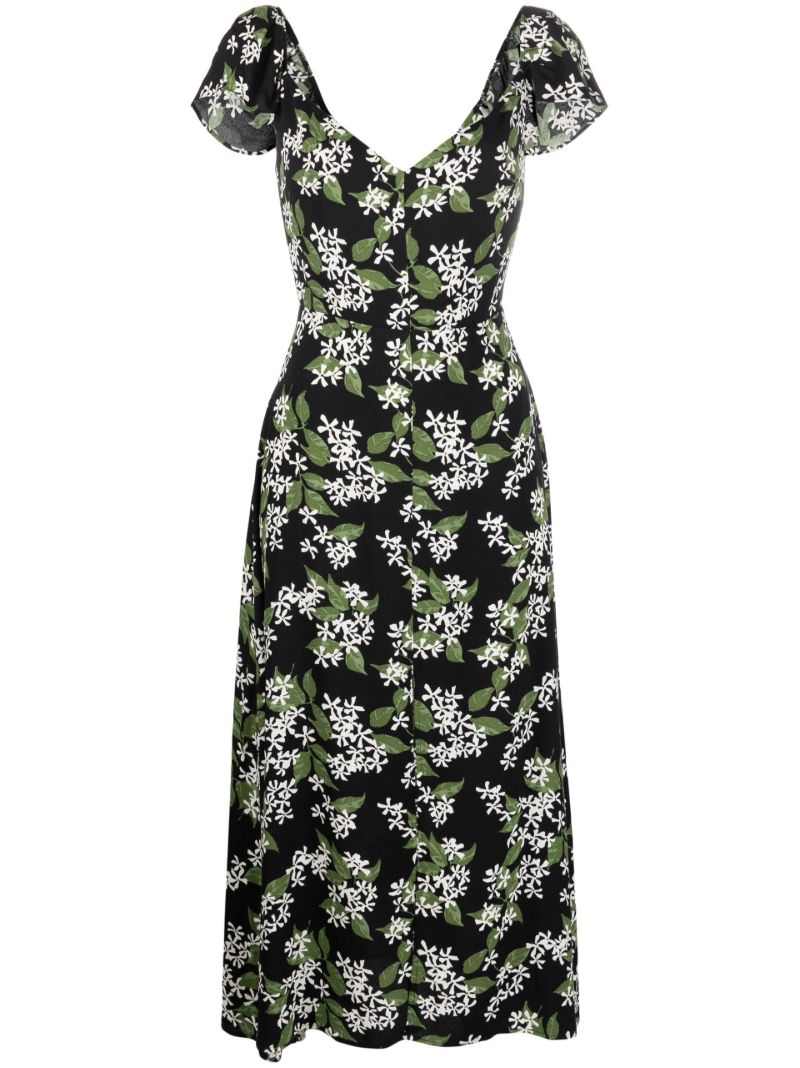 Black Baxley Floral Print Midi Dress