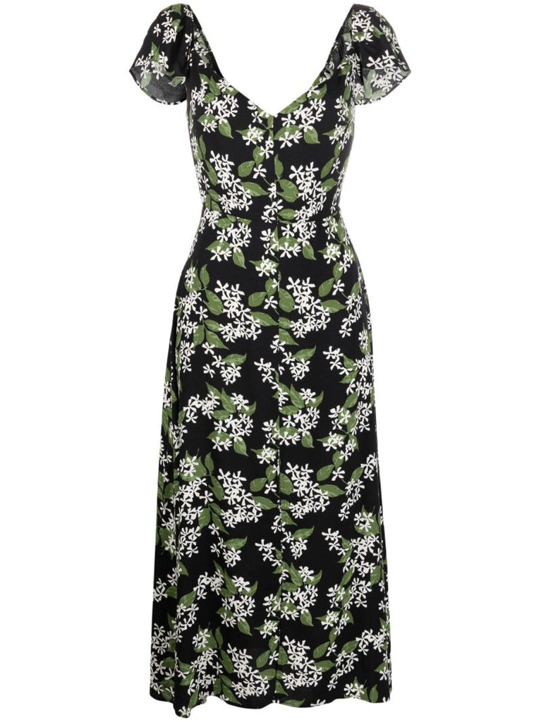 Black Baxley Floral Print Midi Dress