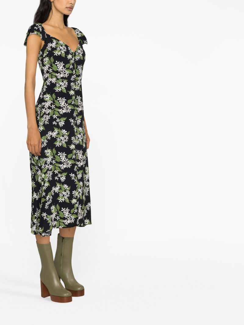 Black Baxley Floral Print Midi Dress