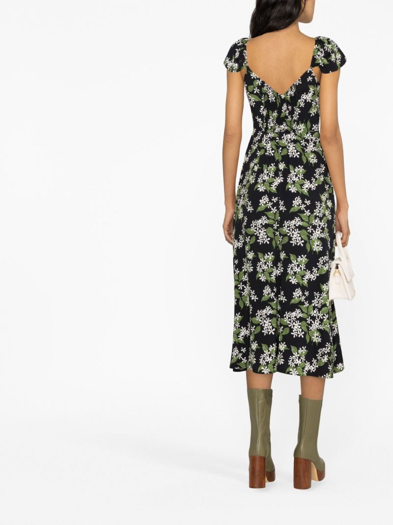 Black Baxley Floral Print Midi Dress