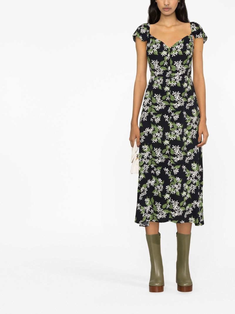 Black Baxley Floral Print Midi Dress