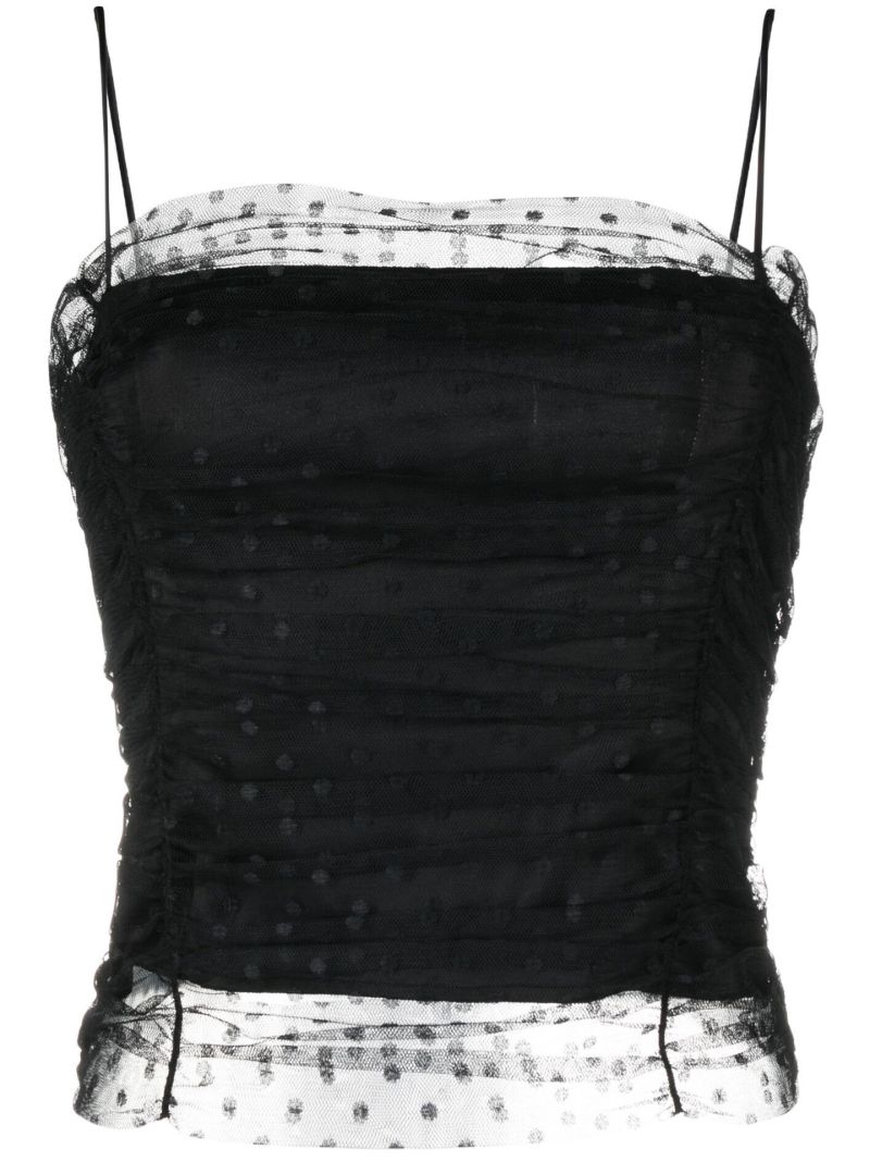 Black Amber Polka-dot Tulle Top