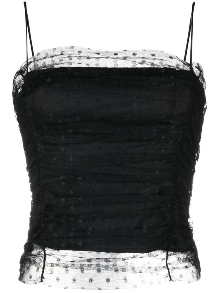 Black Amber Polka-dot Tulle Top