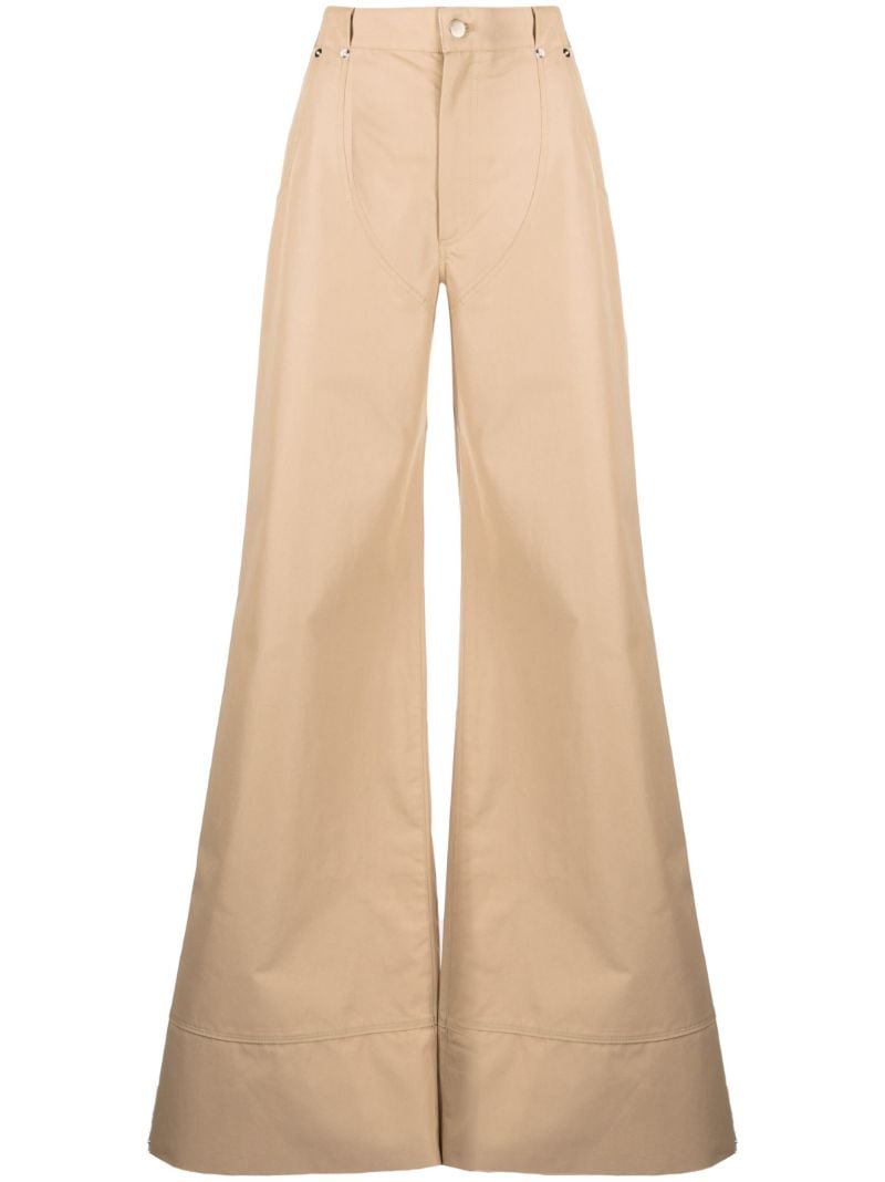 Brown Flared Cotton Trousers