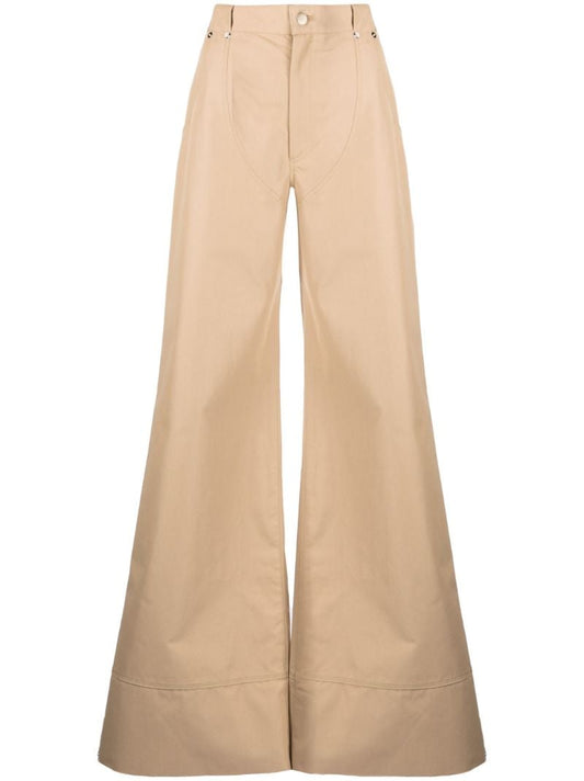 Brown Flared Cotton Trousers