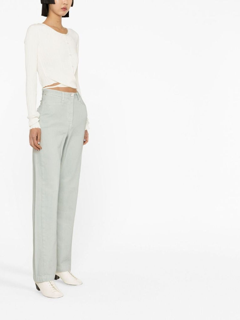 White Ribbed Wrap Cardigan