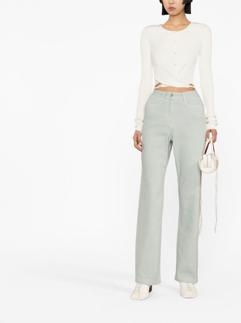 White Ribbed Wrap Cardigan