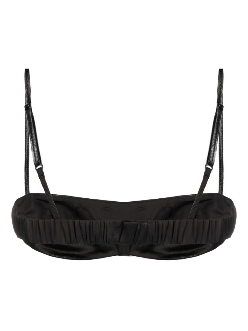 Black Studded Faux-leather Bra Top