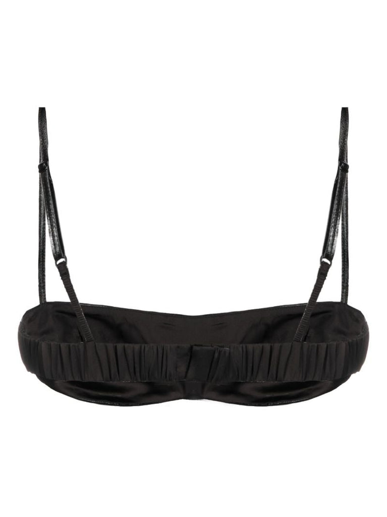 Black Studded Faux-leather Bra Top