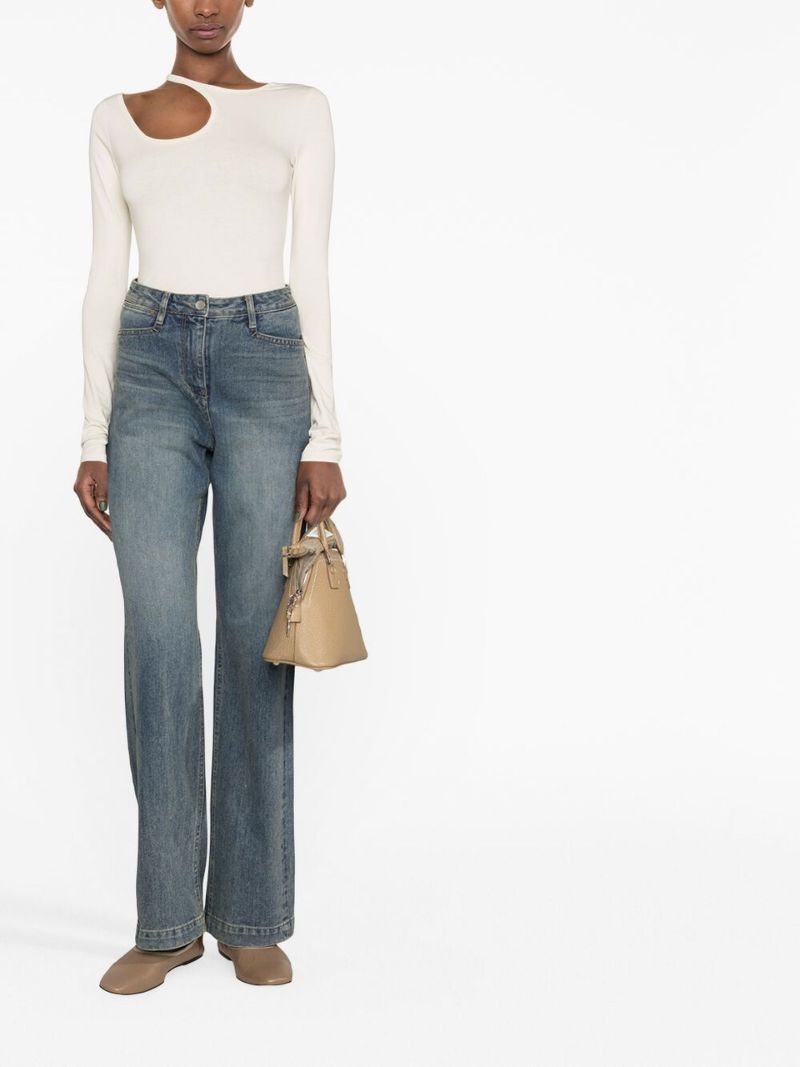Blue High-waisted Straight Leg Jeans