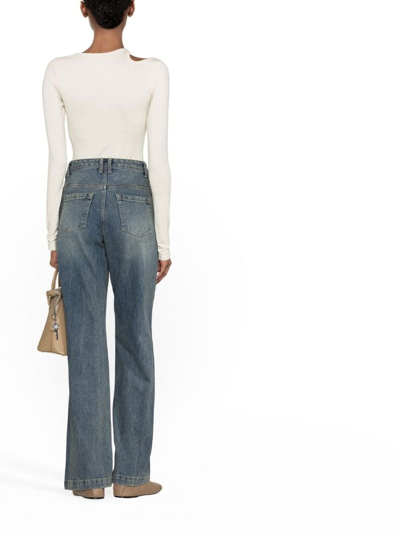 Blue High-waisted Straight Leg Jeans