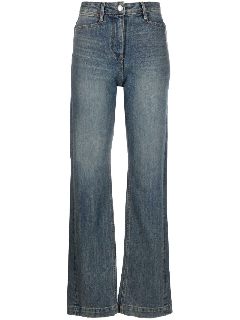 Blue High-waisted Straight Leg Jeans